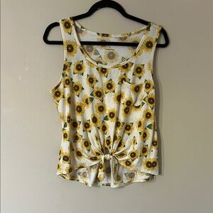 Rebellious One Sunflower Knot Tank Top